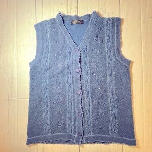 Shiny Blue Vest by Don Fa Sweaters
